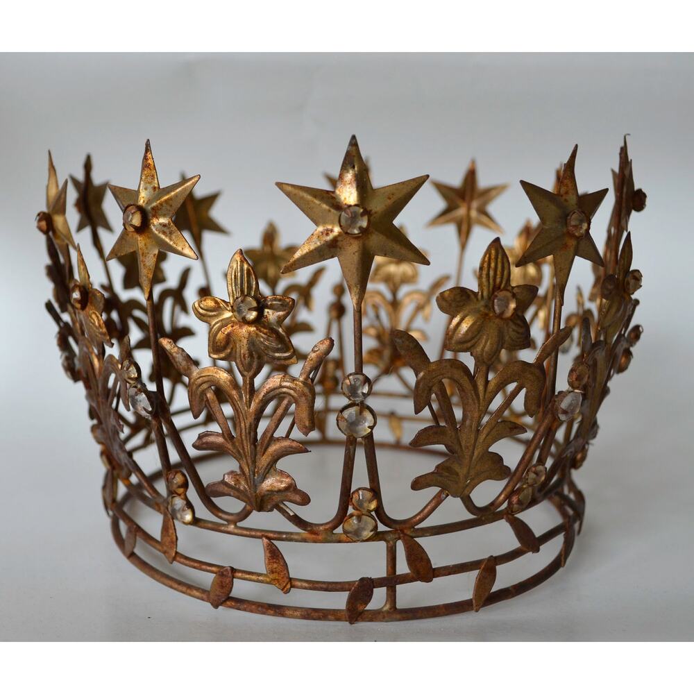 Anthropologie Terrain Starry Crown Large Gold Metal Christmas Tree Topper